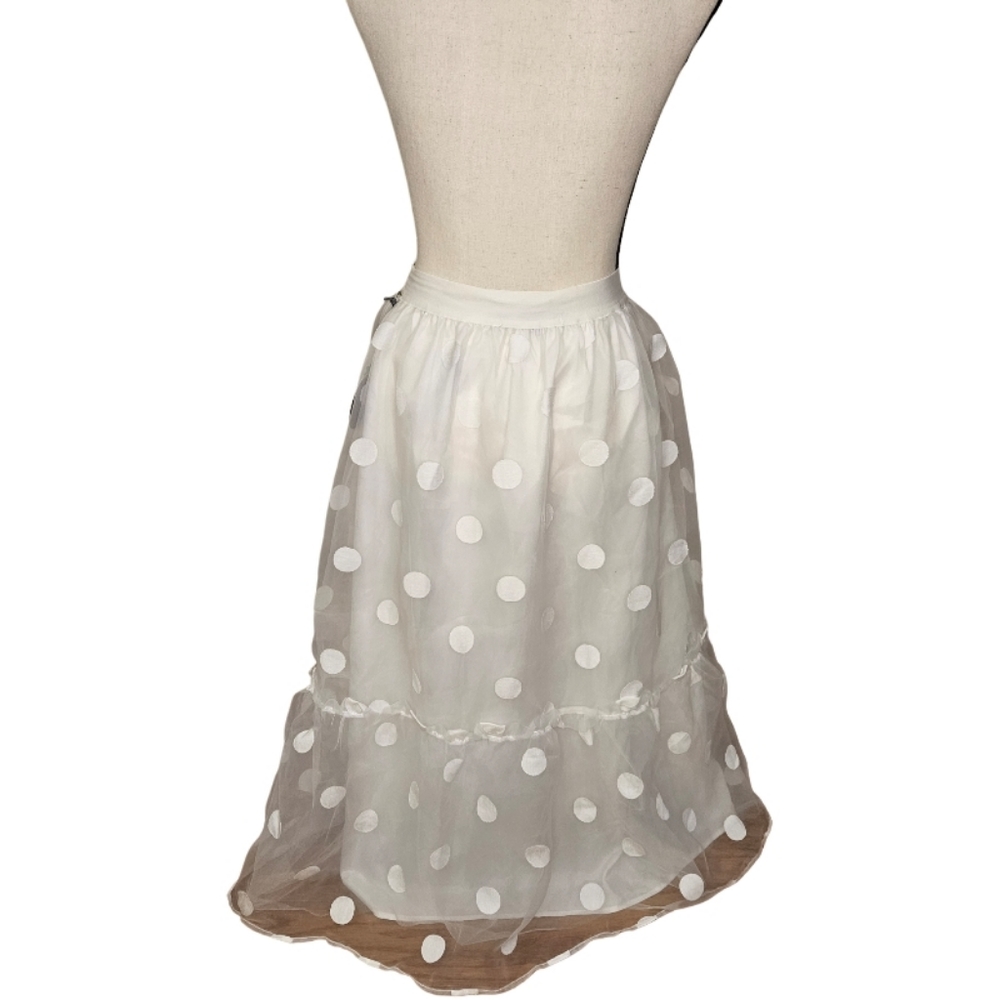 NWT - Anthropologie Eva Franco Sheer White Polka Dot Skirt - Picture 7 of 13